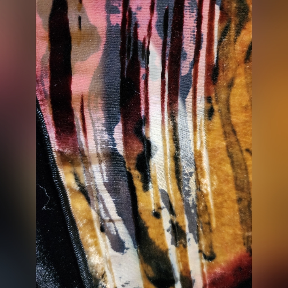 EGO originals Art-to-wear semi sheer silk Velvet long Cardigan brown red ML - Picture 2 of 12